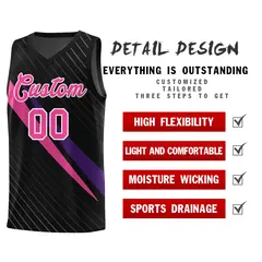 Black Diagonal Pinstripe Color Block Basketball Jersey 2