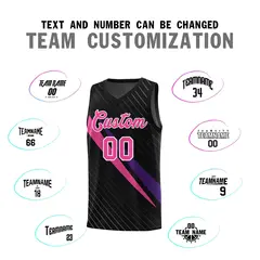 Black Diagonal Pinstripe Color Block Basketball Jersey 4