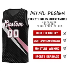 Black Diagonal Pinstripe Color Block Basketball Jersey 2