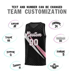 Black Diagonal Pinstripe Color Block Basketball Jersey 4