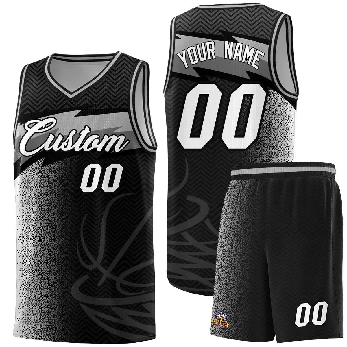 Black Dot Scatter Graffiti Pattern Basketball Jersey