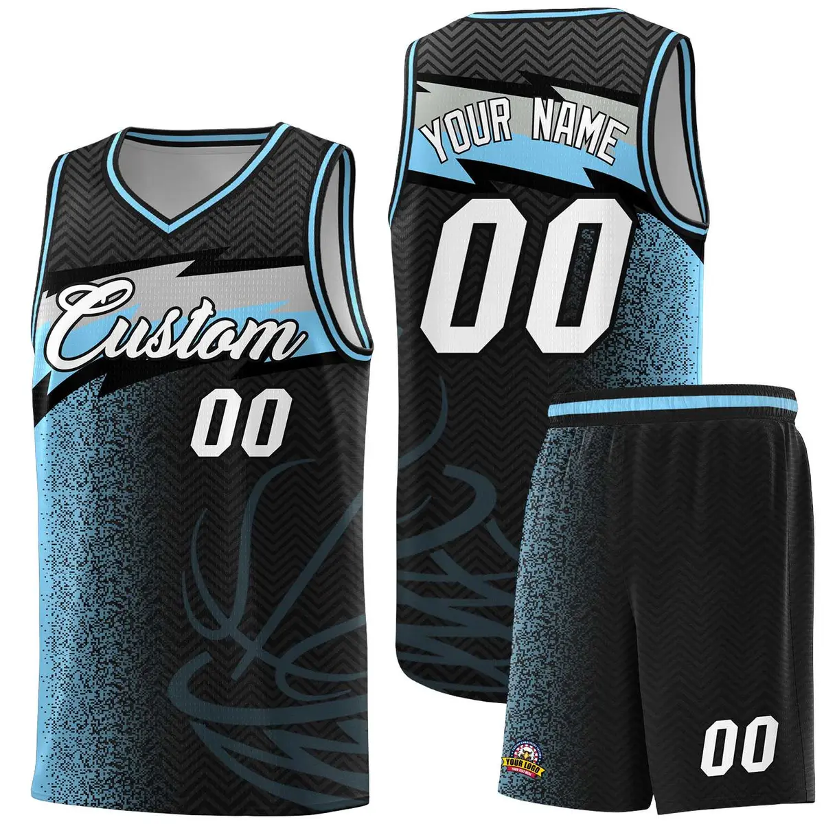 Black Dot Scatter Graffiti Pattern Basketball Jersey