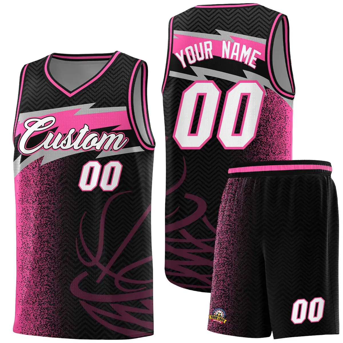 Black Dot Scatter Graffiti Pattern Basketball Jersey