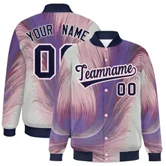 Black Feather Fluid Pattern Varsity Letterman Jacket