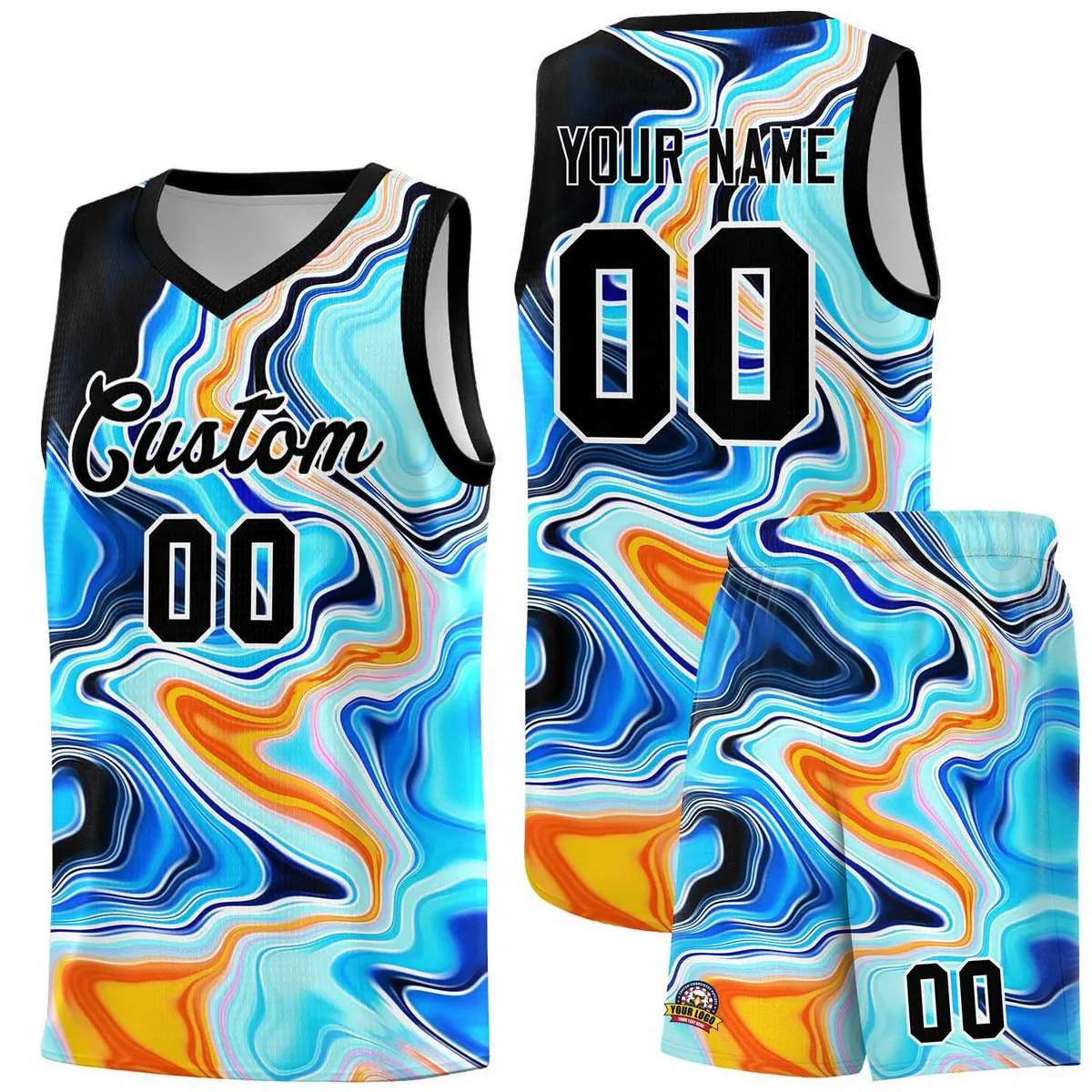 Black Fluid Painting Pattern Basketball Jersey