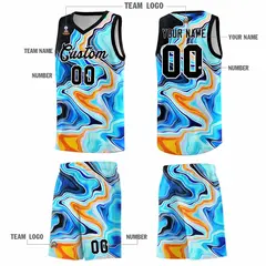 Black Fluid Painting Pattern Basketball Jersey 5