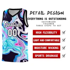 Black Fluid Painting Pattern Basketball Jersey 3
