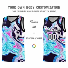 Black Fluid Painting Pattern Basketball Jersey 4