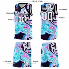 Black Fluid Painting Pattern Basketball Jersey 6