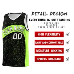 Black Fluorescent Green Dot Graffiti Irregular Pattern Basketball Jersey 2