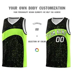 Black Fluorescent Green Dot Graffiti Irregular Pattern Basketball Jersey 3