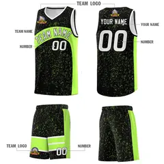 Black Fluorescent Green Dot Graffiti Irregular Pattern Basketball Jersey 5