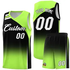 Black Fluorescent Green Gradient Basketball Jersey