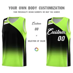 Black Fluorescent Green Gradient Basketball Jersey 3