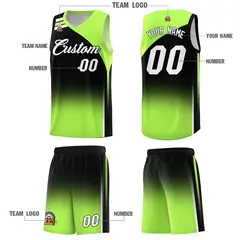 Black Fluorescent Green Gradient Basketball Jersey 5