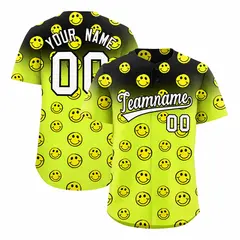 Black Fluorescent Green Graffiti Gradient Smile Baseball Jersey