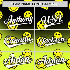 Black Fluorescent Green Graffiti Gradient Smile Baseball Jersey 3