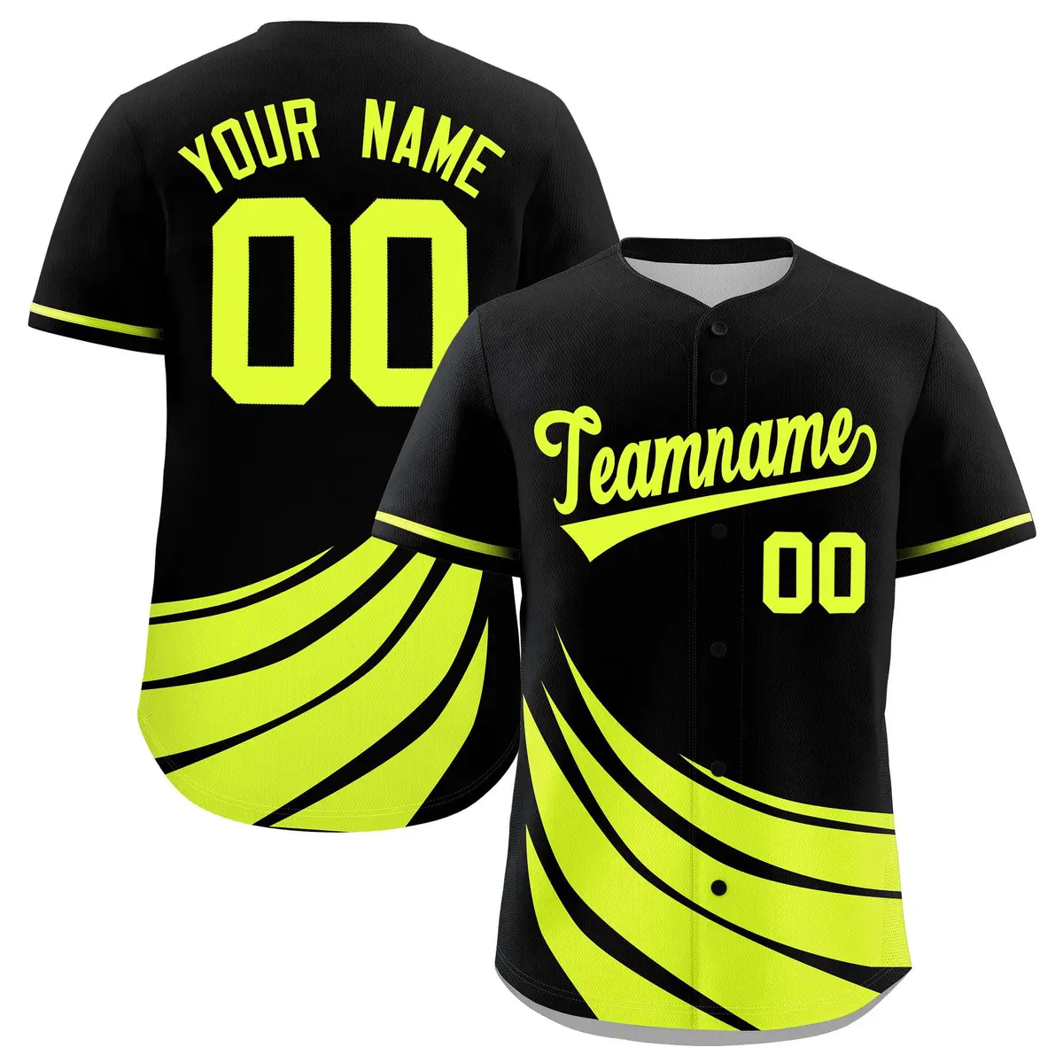 Black Fluorescent Green Graffiti Wind Mark Baseball Jersey