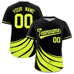 Black Fluorescent Green Graffiti Wind Mark Baseball Jersey