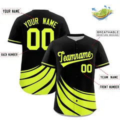 Black Fluorescent Green Graffiti Wind Mark Baseball Jersey 2