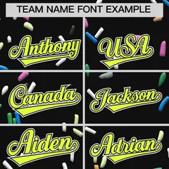 Black Fluorescent Green Ice Cream Pattern V-Neck Hockey Jersey 3