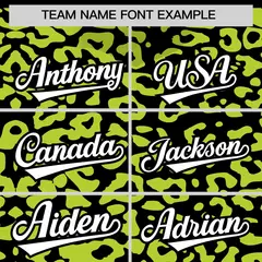 Black Fluorescent Green Leopard Print Baseball Jersey 3