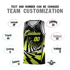 Black Fluorescent Green Lightning Halftone Dot Basketball Jersey 4