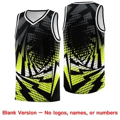 Black Fluorescent Green Lightning Halftone Dot Basketball Jersey 6