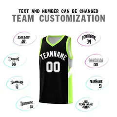 Black Fluorescent Green Side Design Basketball Jersey 4