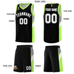 Black Fluorescent Green Side Design Basketball Jersey 5
