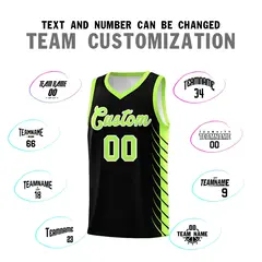 Black Fluorescent Green Side Symmetrical Line Pattern Basketball Jersey 4