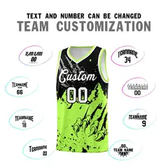 Black Fluorescent Green Snow Mountain Beast Pattern Basketball Jersey 4