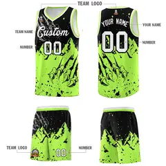 Black Fluorescent Green Snow Mountain Beast Pattern Basketball Jersey 5