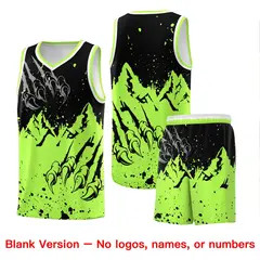 Black Fluorescent Green Snow Mountain Beast Pattern Basketball Jersey 7