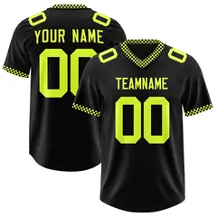 Black Fluorescent Green Square Neckline Football Jersey