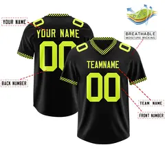 Black Fluorescent Green Square Neckline Football Jersey 2