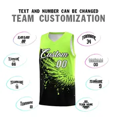 Black Fluorescent Green Wing Pattern Basketball Jersey 4