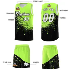 Black Fluorescent Green Wing Pattern Basketball Jersey 5