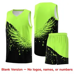 Black Fluorescent Green Wing Pattern Basketball Jersey 7