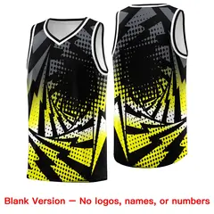 Black Fluorescent Yellow Lightning Halftone Dot Basketball Jersey 6