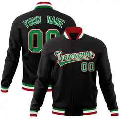 Black Full-Snap Varsity Letterman Jacket 1