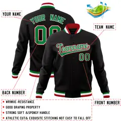 Black Full-Snap Varsity Letterman Jacket 4