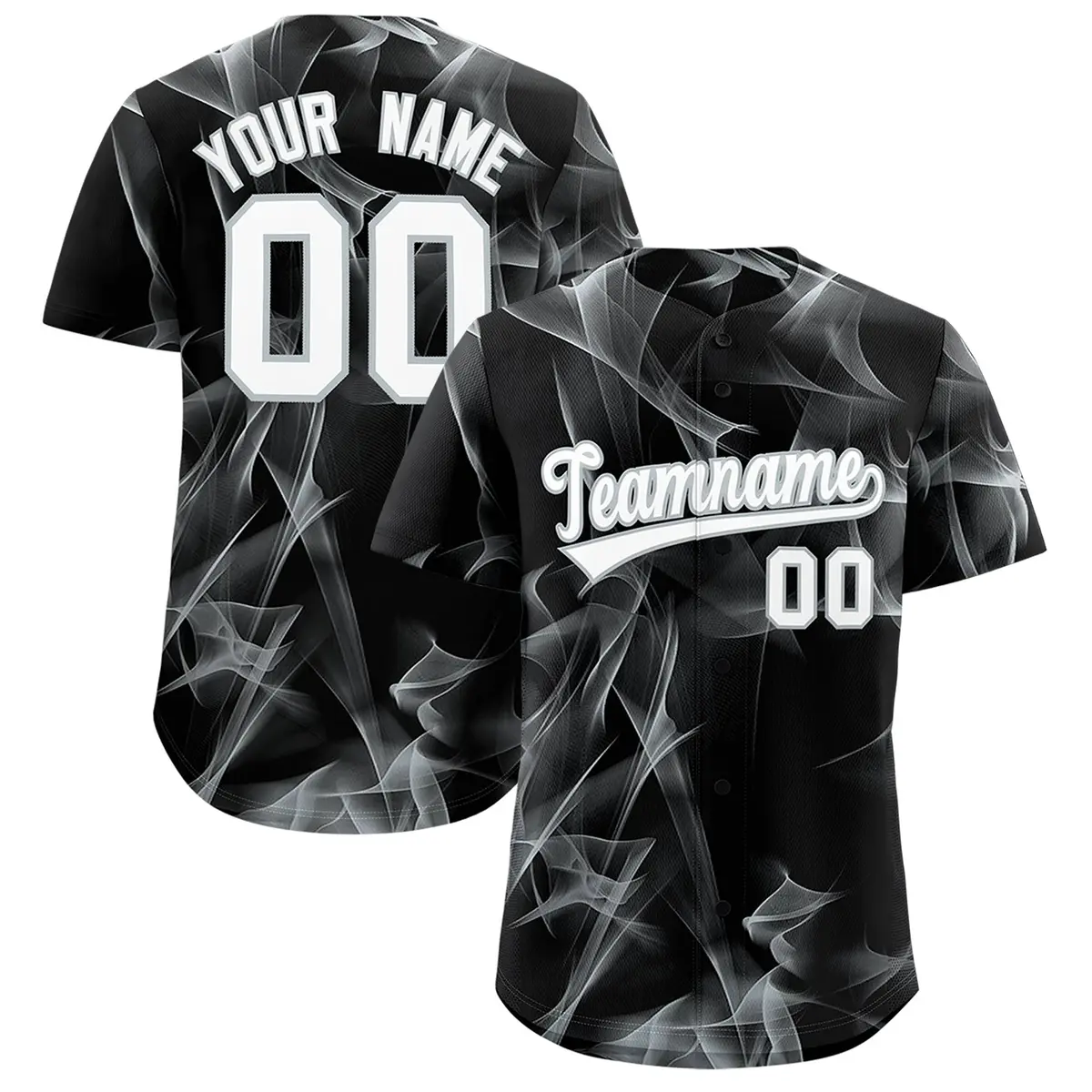 Black Fumes Graffiti Pattern Baseball Jersey