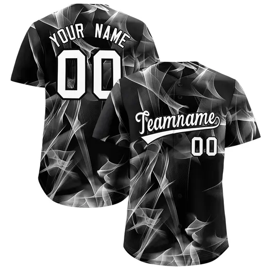 Black Fumes Graffiti Pattern Baseball Jersey