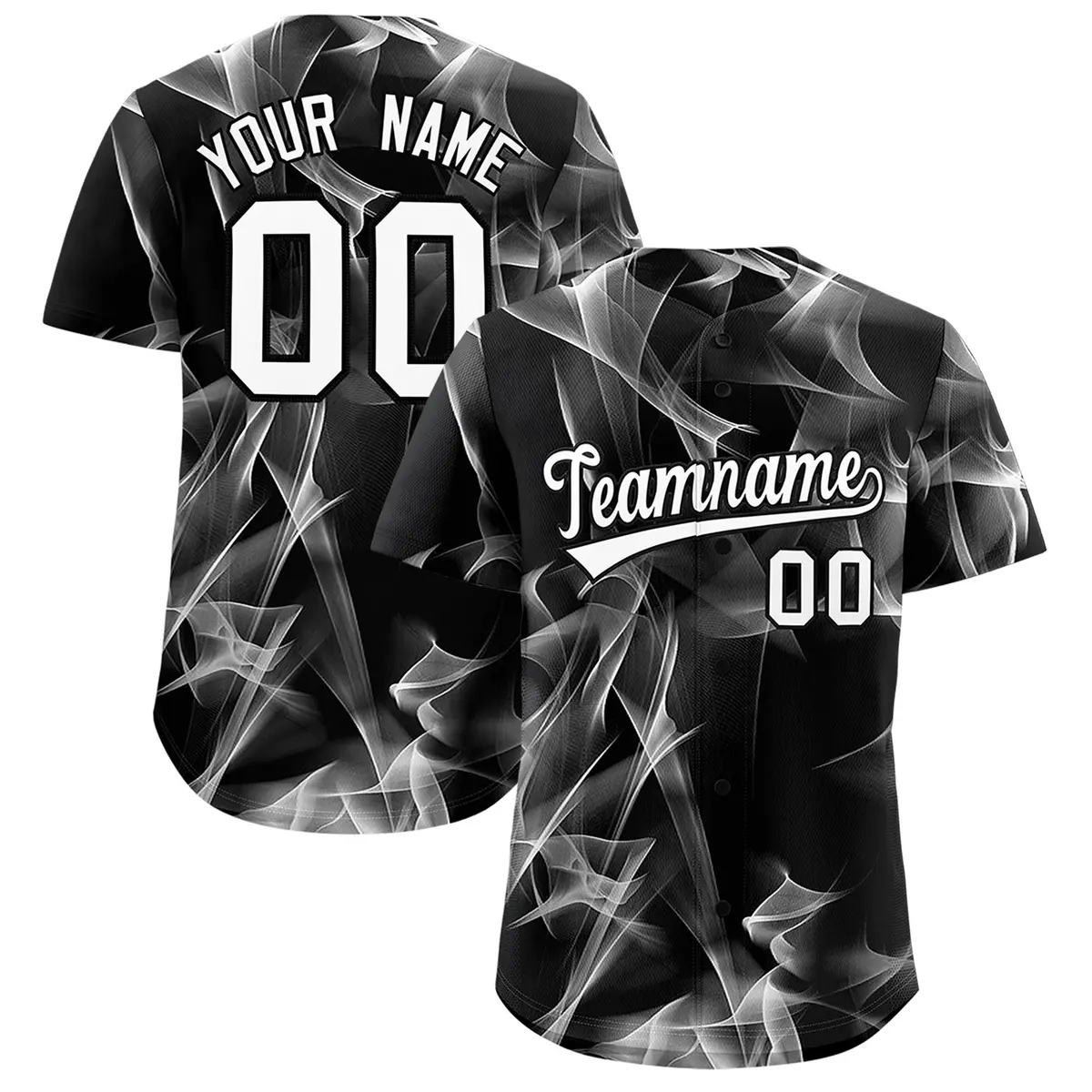Black Fumes Graffiti Pattern Baseball Jersey