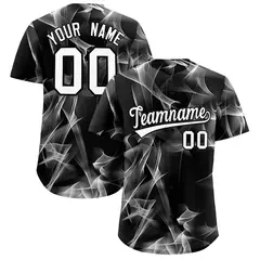 Black Fumes Graffiti Pattern Baseball Jersey 1