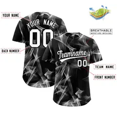 Black Fumes Graffiti Pattern Baseball Jersey 2