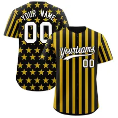 Black Gold American Flag Graffiti Baseball Jersey
