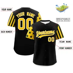 Black Gold American Flag Raglan Baseball Jersey 2