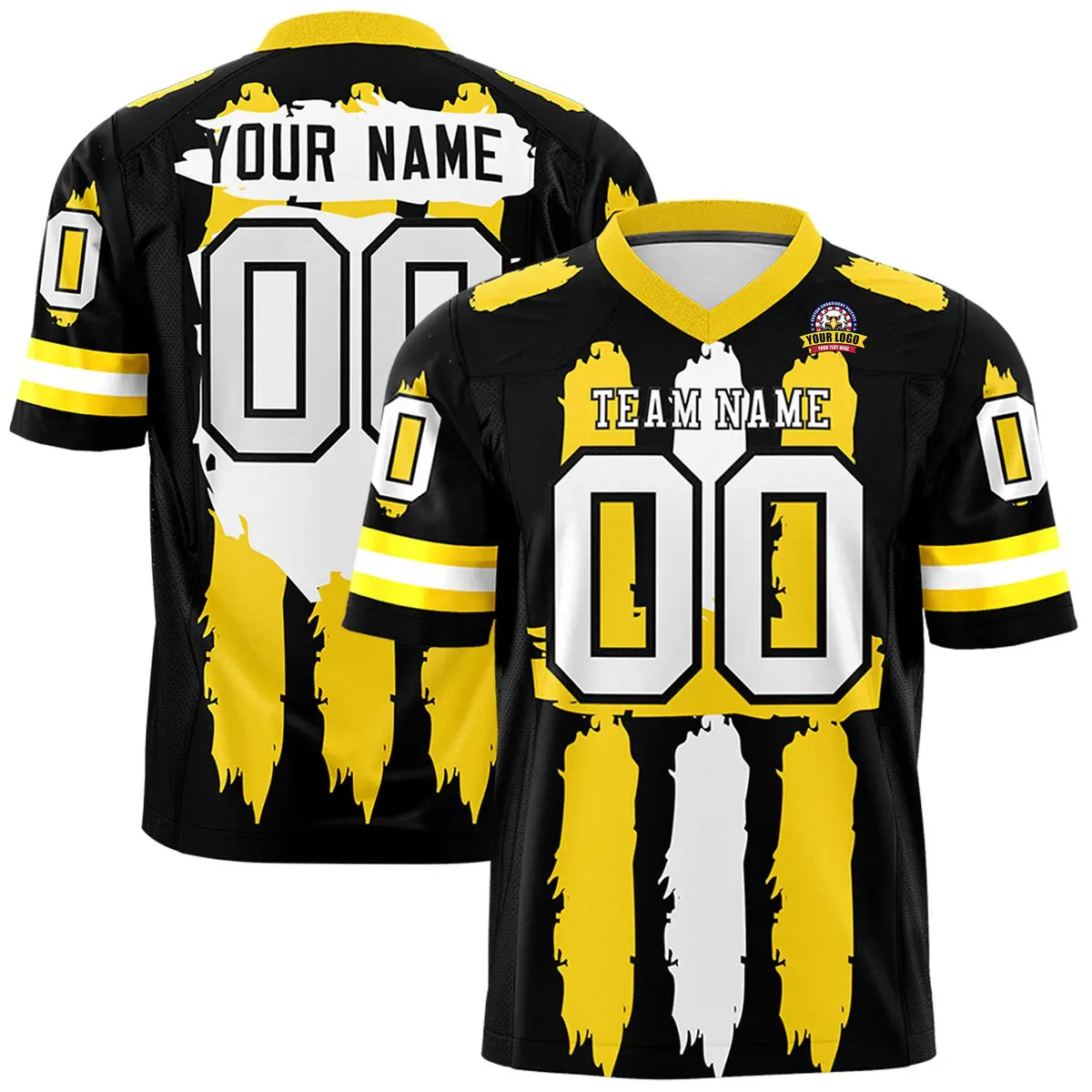 Black Gold and White Graffiti Flag Football Jersey
